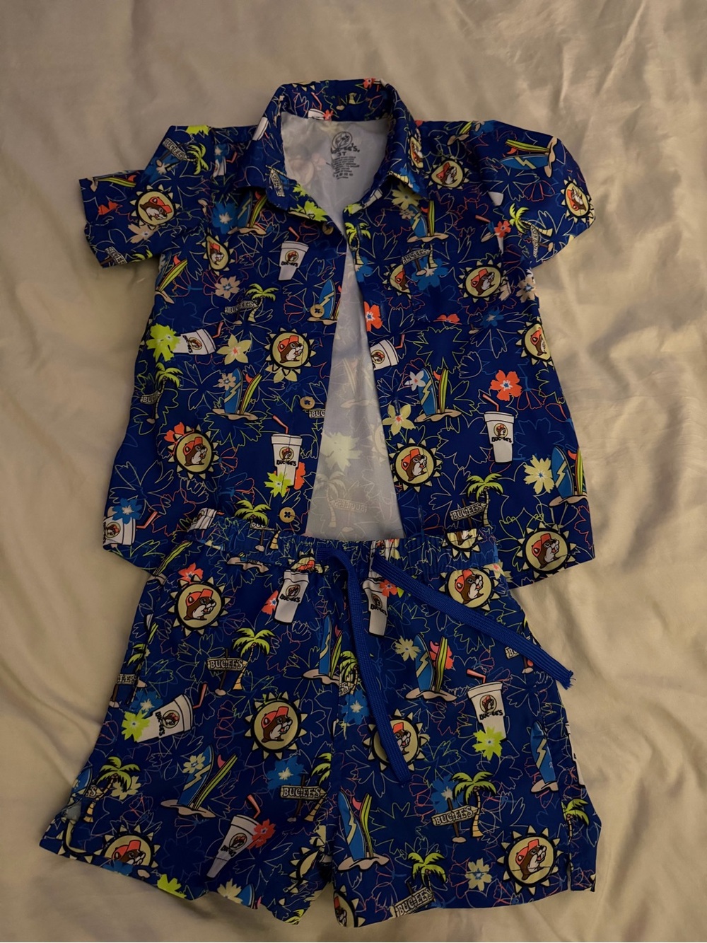 Kids Blue Tropical Swim Trunks Set